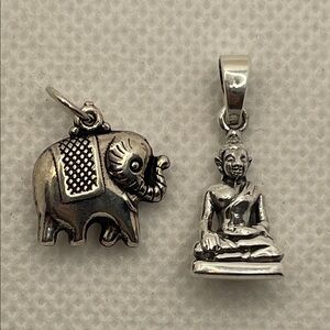 925 Silver Elephant and Buddha Charms